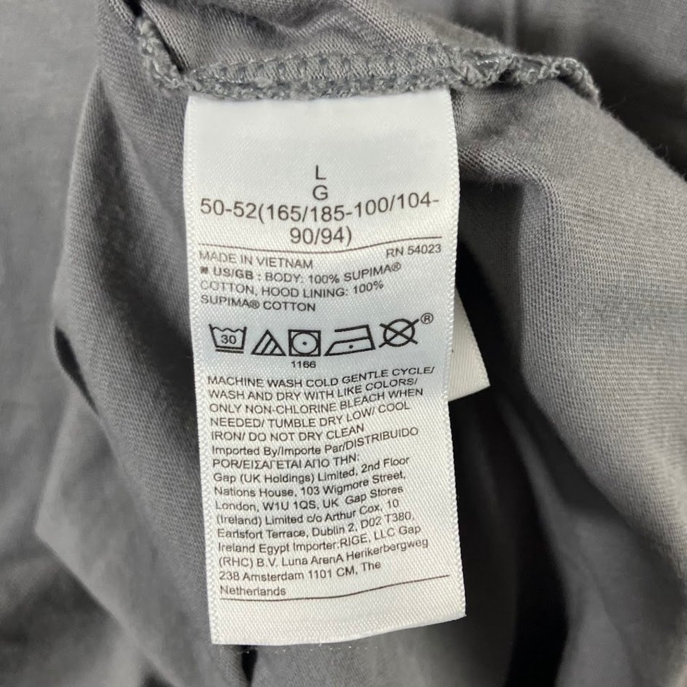 Banana Republic Mens Large Chrome Grey 100% Supima Cotton‎ Authentic Tee Hoodie - Picture 8 of 10